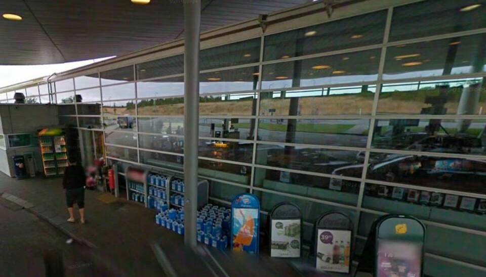 Det var på denne Q8 tankstation ved Harte Syd på Esbjergmotorvejen rambuktyvene i nat forsøgte at snuppe et pengeskab. Foto: Google Street View.