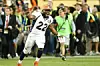 C. J. Anderson fra Denver Broncos fejrer sejeren. Foto: TIMOTHY A. CLARY/Scanpix
