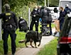 Politiet i Albertslund efter anholdelsen af Peter Madsen. Foto: Mads Claus Rasmussen/Scanpix
