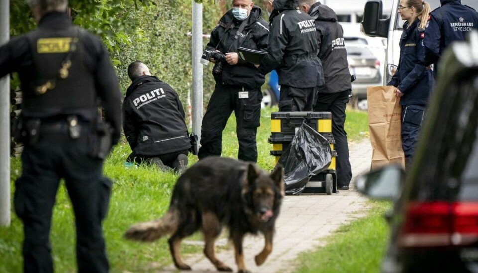 Politiet i Albertslund efter anholdelsen af Peter Madsen. Foto: Mads Claus Rasmussen/Scanpix