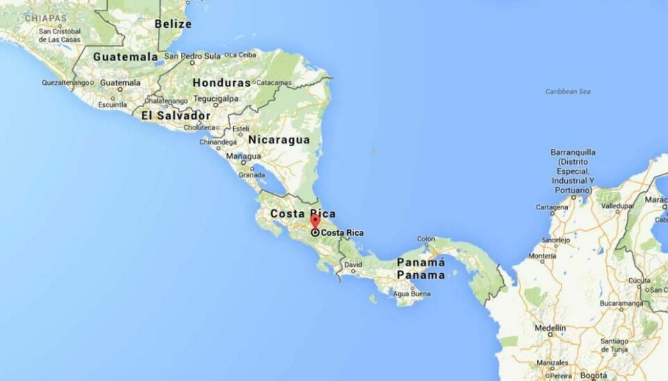 Færge med turister er forlist ved Costa Rica Foto: Google Maps.