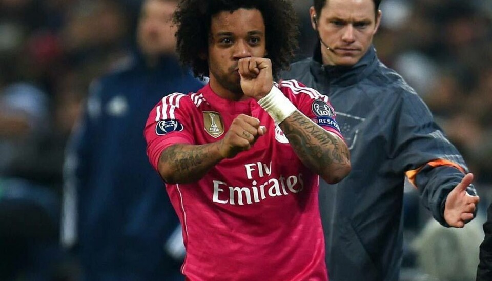 Real Madrid fejrede Marcelos højreben Foto: PATRIK STOLLARZ/Scanpix.