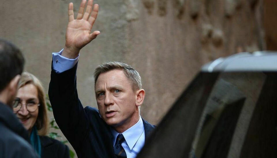 Her ses Daniel Craig, der spiller James Bond under et promotion-besøg i Italien. Foto: FILIPPO MONTEFORTE/Scanpix