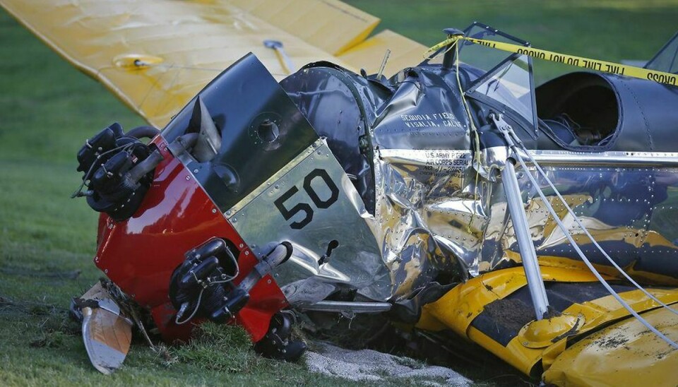 Harrison Ford fløj selv flyet, der torsdag styrtede ned på en golfbane i Californien. Foto: Lucy Nicholson/Scanpix