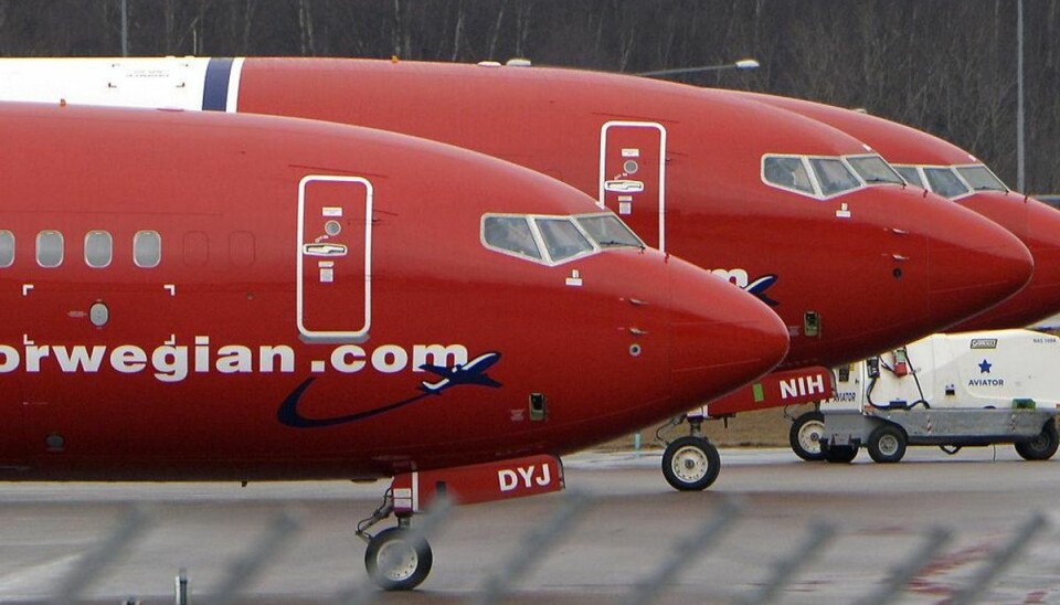 Forhandlinger førte ingen vegne: Mange aflyste fly Mange af Norwegians fly må blive på jorden søndag på grund af den fortsatte pilotstrejke. Foto: Scanpix