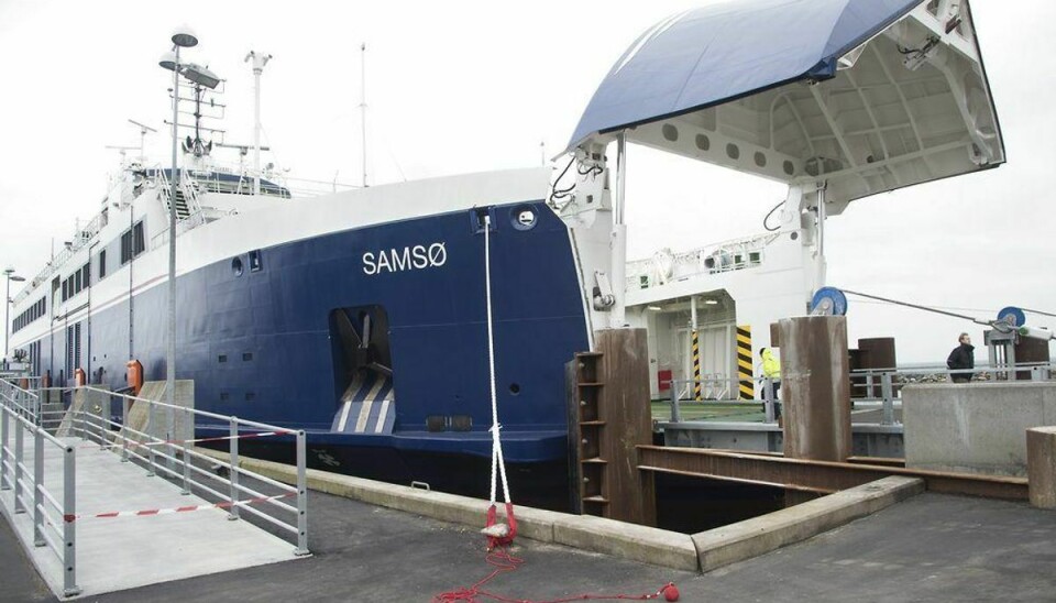 Den nye Samsø-færge sejlede onsdag ind i færgelejet. Foto: Scanpix.