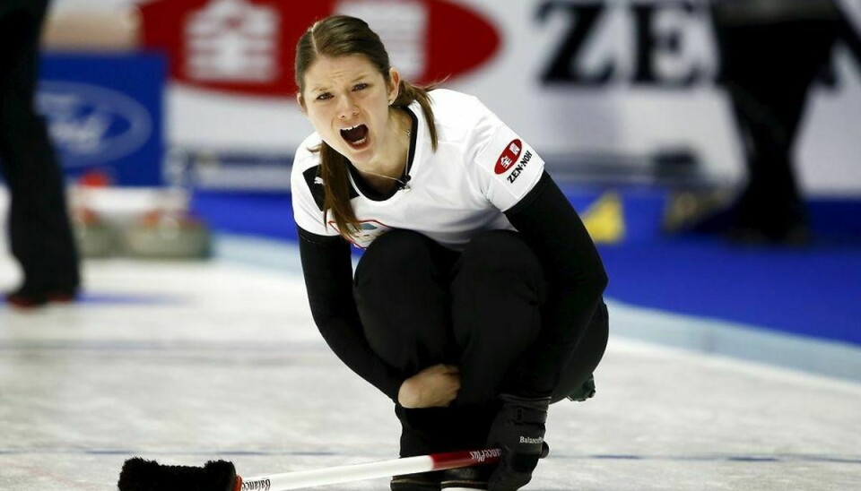Danmarks curlingkvinder og skipper Lene Nielsen sluttede VM med to sejre. Foto: THOMAS PETER/Scanpix.