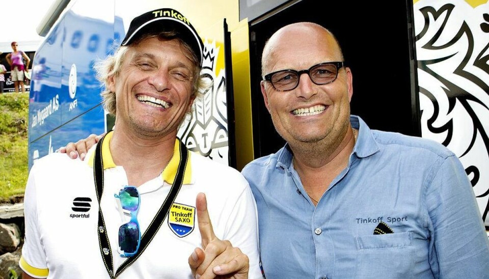 Tinkoff-Saxo om Riis: Ingen beslutning er taget endnu Oleg Tinkoff og Bjarne Ris da alt var “fryd og gammen”. Foto: Scanpix.