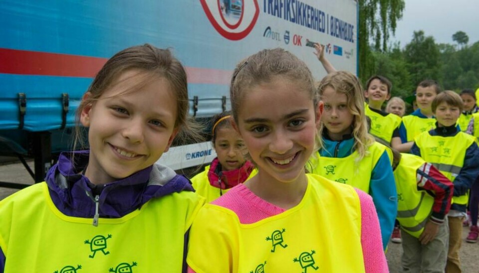 Her er elever fra Kirkebakkeskolen i Vejle med på trafiksikkerheden. Foto: Børneulykkesfonden