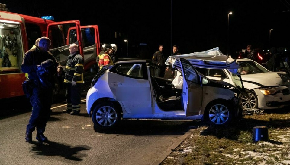 Ulykken skete tidligt tirsdag aften. Foto: Rasmus Skaftved.