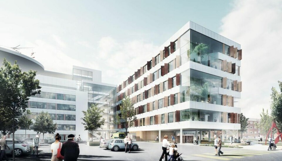 Her er Esbjergs nye sygehus Sådan kommer det nye sygehus til at se ud. Foto: Arkitema Architects