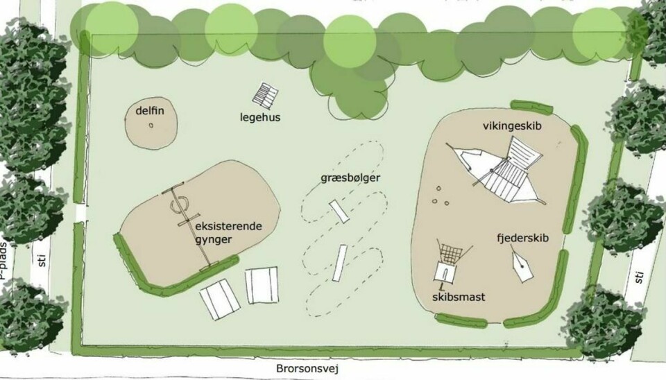 Sådan kommer legepladsen på Brorsonsvej til at se ud. Foto: Esbjerg Kommune