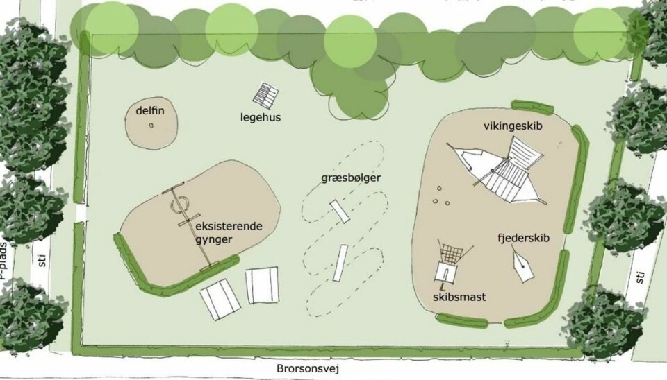 Sådan kommer legepladsen på Brorsonsvej til at se ud. Foto: Esbjerg Kommune