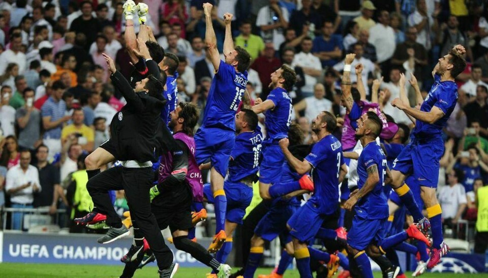 Juventus spillere fejrer adgang til Champions League-finalen efter sejr over Real Madrid. Foto: Scanpix.