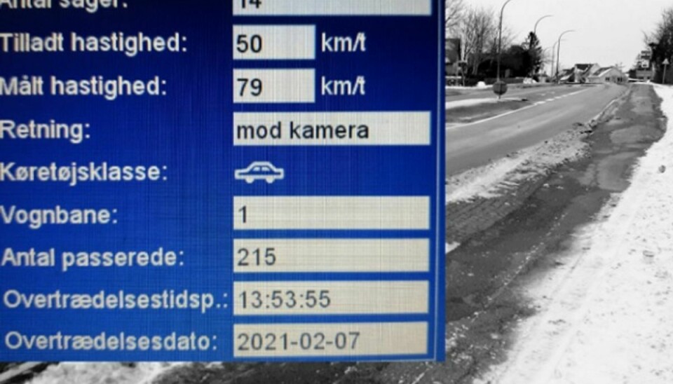 En bilist havde en noget underlig undskyldning efter sin fart-bommert. Foto: Syd- og Sønderjyllands Politi.