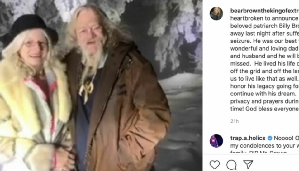 Sønnen Bear fortæller her om faderens død på Instagram.