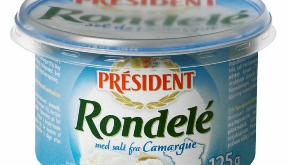 Produktet Président Rondelé med havsalt trækkes nu tilbage som følge af mugfund. Foto: Fødevarestyrelsen.