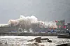 (150711) – – ZHOUSHAN, July 11, 2015 (Xinhua) – – Photo taken on July 10, 2015 shows huge waves at a dock in Zhoushan City of east China’s Zhejiang Province. Typhoon Chan-Hom is expected to land somewhere between Sanmen and Zhoushan in east China’s Zhejiang Province on Saturday afternoon, the National Meteorological Center (NMC) forecast. (Xinhua/Wu Linhong) (zwx) (Photo by Xinhua/Sipa USA)