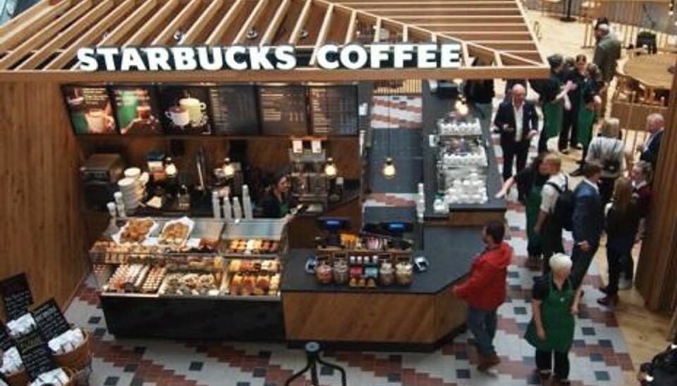 Starbucks i Storcenter Nord i Aarhus har fået en sur smiley og en bøde på 5000 kroner på grund af dårlig rengøring. Foto: Starbucks/Presse