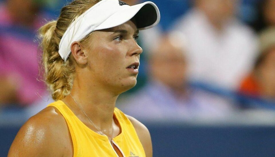 Wozniacki rystet: Konkurrent interviewet under kamp Caroline Wozniacki. Foto: Maddie Meyer/Scanpix.