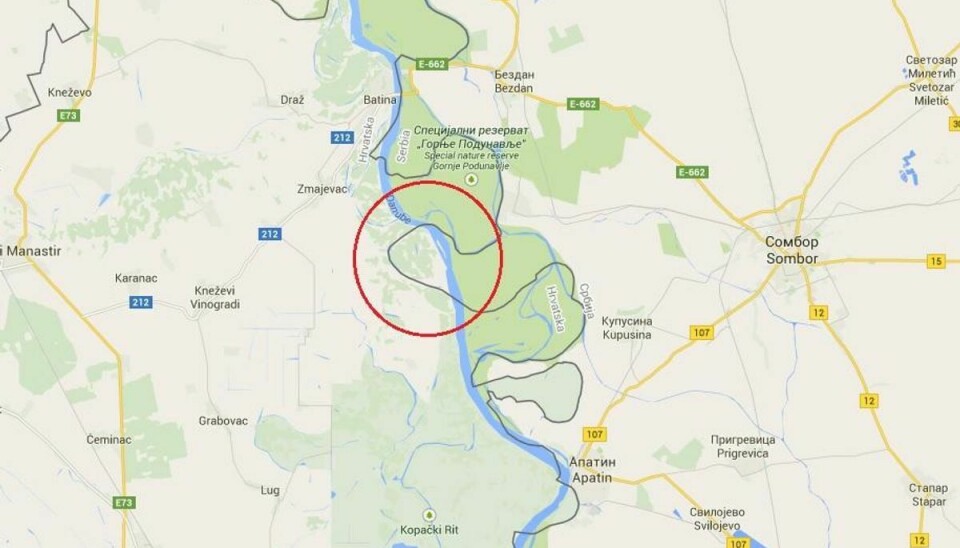 Her er det så – Liberland. Det ligger i den nordlige del af Serbien. Google Maps.