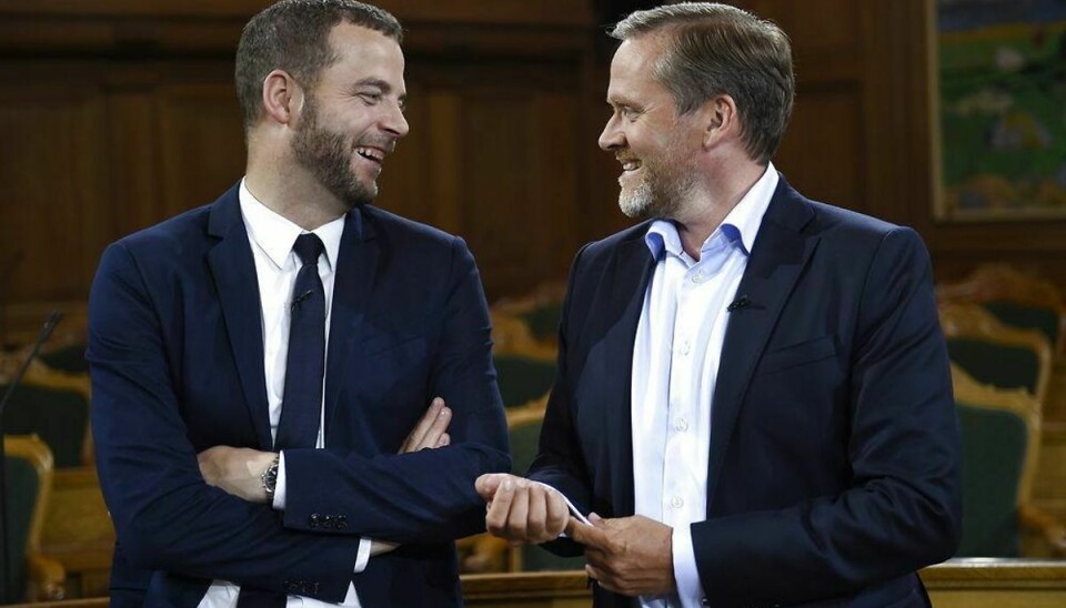 Morten Østergaard og Anders Samuelsen. Partilederrunden efter valgresultatet torsdag den 18. juni 2015. (Foto: Keld Navntoft/Scanpix 2015)