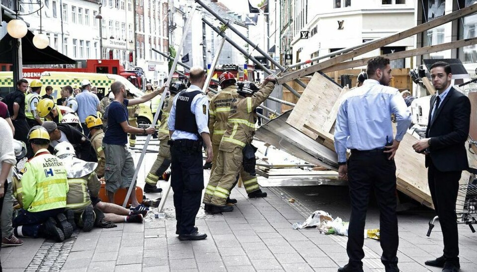 Arbejdstilsynet færdige med at undersøge væltet stillads Et stillads er væltet på Strøget i København. Foto: Claus Bech/Scanpix.