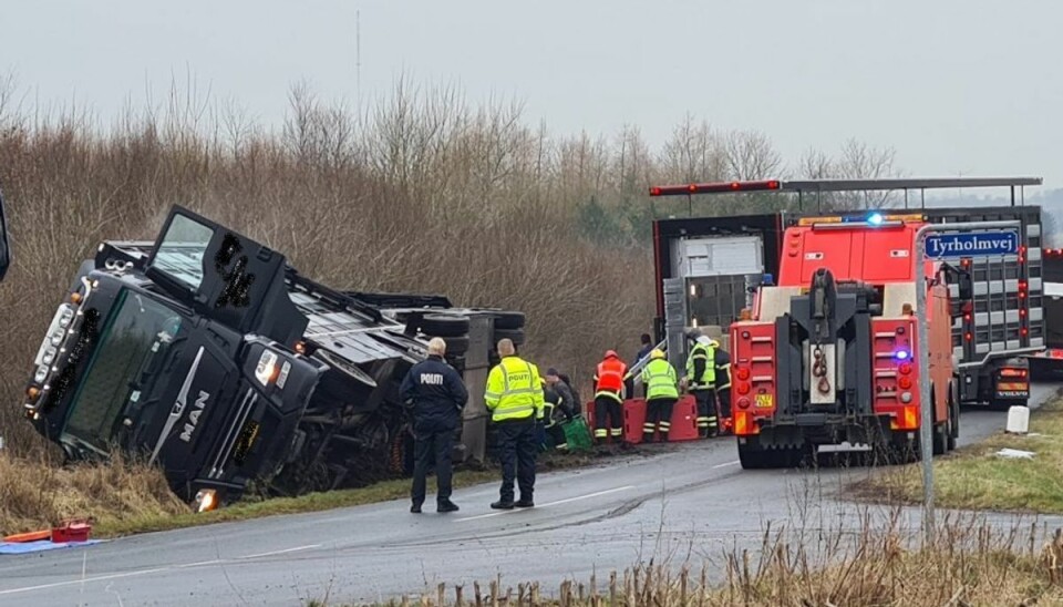 Vogn med 575 grise væltet