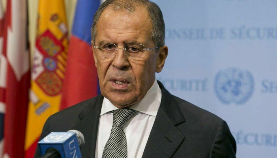 Den russiske udenrigsminister Lavrov afviser beskyldninger om, at Rusland har bombet USA-støttede optørere. Foto: Dominick Reuter/Scanpix