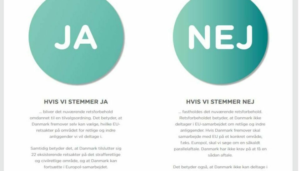 Nej-partier anklager regeringens oplysningnskampagne op mod aftstemningen om retsforbeholdet for at være propaganderende. Screenshot: www,3december.dk