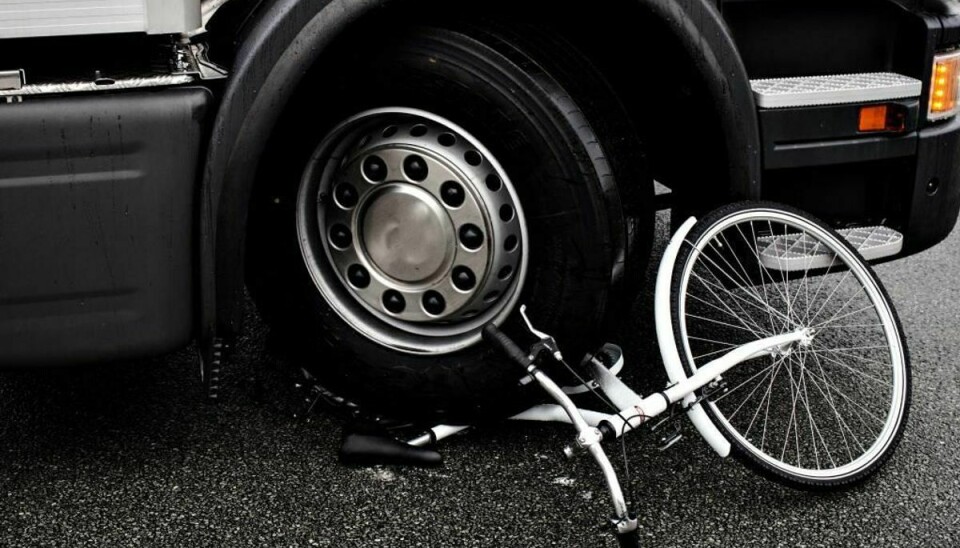Cykel til oplysningsfolder om højresvingsulykker. Fo Rådet for Sikker Trafik.