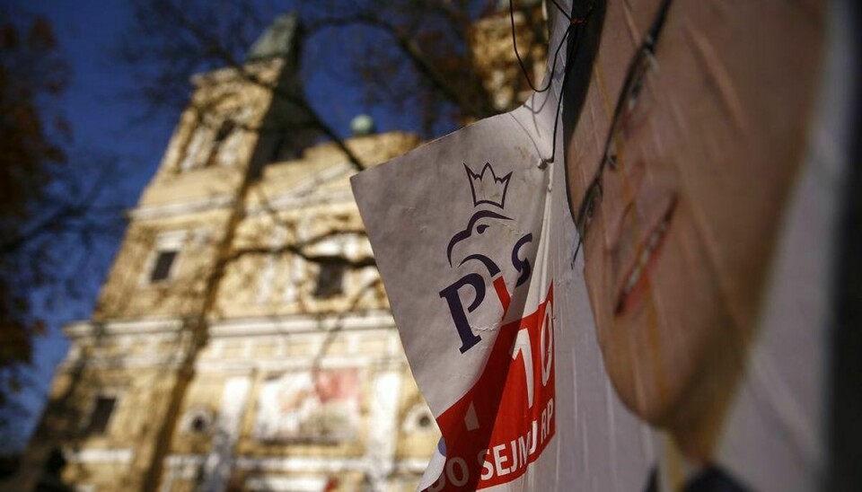 Det polske parti Law and Justice har fået absolut flertal og kan danne solo-regering. Foto: Kacper Pempel/Scanpix