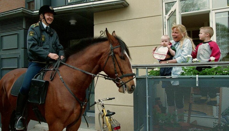 Det beredne politi til hest kan være på vej tilbage, hvis det står til Dansk Folkeparti. Arkivfoto: Scanpix
