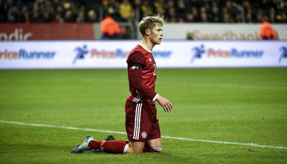 Viktor Fischer: -Vi så dumme ud ved Sveriges første mål Viktor Fischer. Foto: Claus Bech/Scanpix.