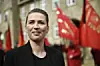 – Kære Anker. I Socialdemokratiet er vi stolte over at have haft dig som formand, sagde Mette Frederiksen blandt andet i sin tale. Foto: Nils Meilvang/Scanpix.