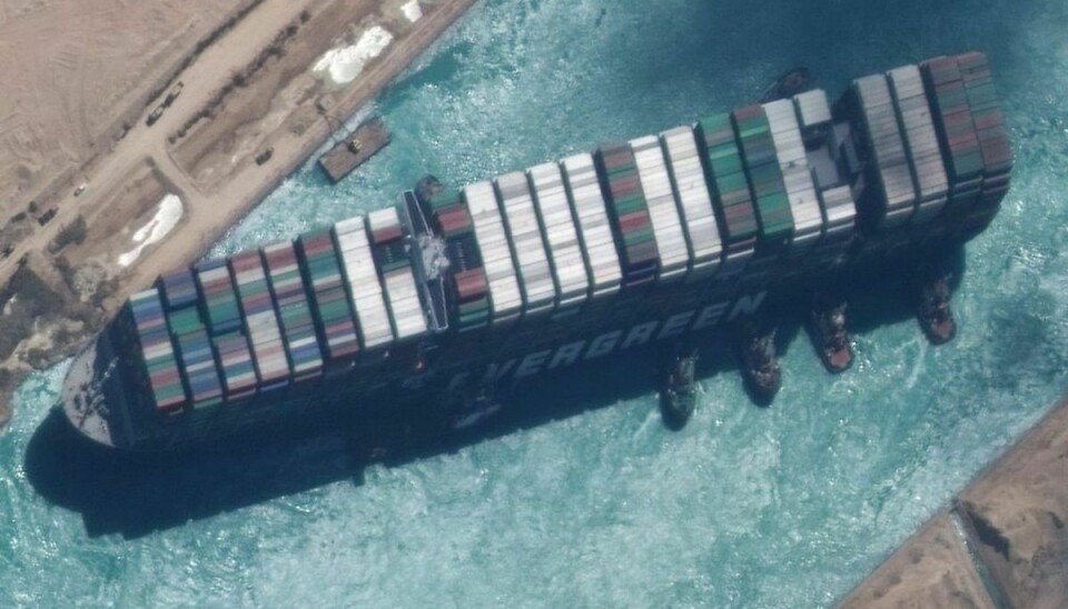 Ejeren af containerskibet er blevet mødt af et erstatningskrav på 5,7 milliarder kroner af egyptiske myndigheder for at lade skibet sejle. (Arkivfoto) Foto: Scanpix.