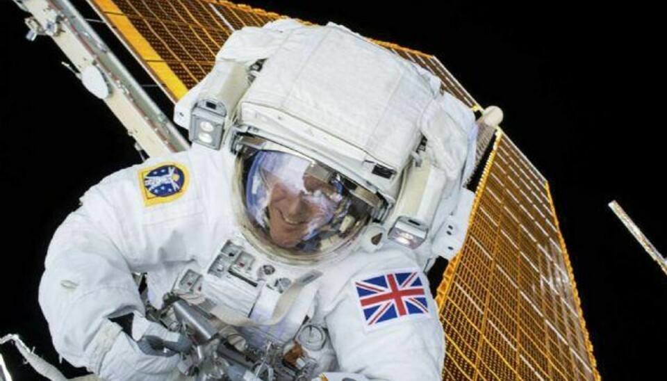 Den britiske astronaut Tim Peake løber maraton i vægtløs tilstand i rummet. Foto: Nasa/Scanpix