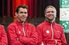 Frederik Løchte Nielsen (til venstre, Kenneth Carlsen til højre) spiller hjemme i Lyngby, når Davis Cup-landsholdet møder Finland. Foto: Anders Kjærbye/Scanpix