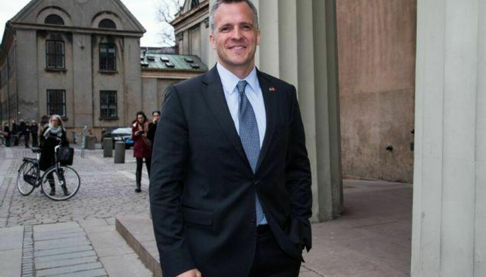 Den amerikanske ambassadør Rufus Gifford opfordrer Danmark til at købe kampfly og øge investeringerne i forsvaret for at bevare Danmarks indflydelse internationalt. Foto: Martin Sylvest/Scanpix