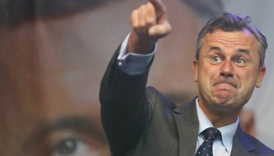 Højrefløjspolitiker kan søndag blive Østrigs nye præsident Norbert Hofer kalder sig selv “fornuftens stemme” ved søndagens præsidentvalg i Østrig. Arkiv. Foto: Leonhard Foeger/Reuters