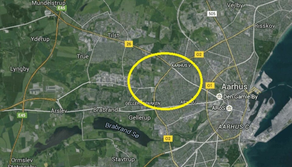 Aarhus Vest var fredag mål for politiaktion. Den store bødeblok måtte igen frem. Foto: Google Maps.