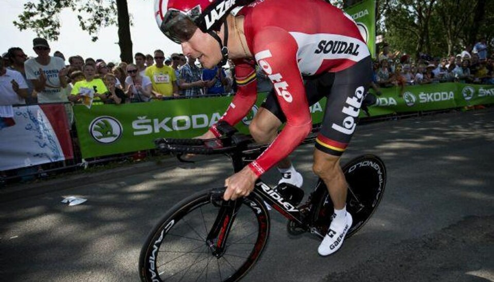 Lars Bak udgår på sidste etape af Giroen efter styrt Lars Bak styrtede og udgik søndag i Giroen. Arkivfoto. Foto: Nils Meilvang/Scanpix
