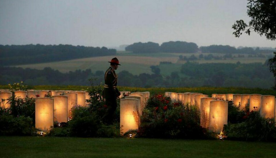 De mange faldne under Slaget ved Somme i Frankrig mindes. Foto: PHIL NOBLE/Scanpix.