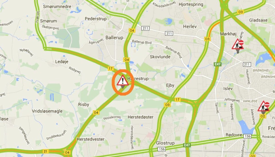 Motorcyklist forulykker på motorvej En motorcyklist er lørdag morgen forulykket på afkørsel M4 til Frederikssundmotorvejen nær Harrestrup på Sjælland. Foto: Vejdirektoratet/Google Maps.