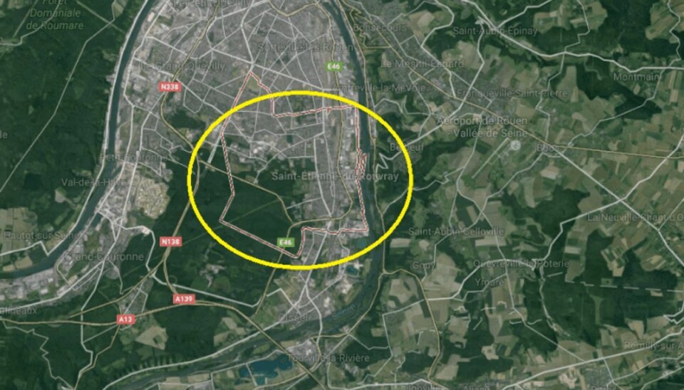 Bevæbnede mænd tager gidsler i kirke I en kirke i Saint-Etienne-du-Rouvray har to mænd taget flere gidsler. Foto: Google Maps.