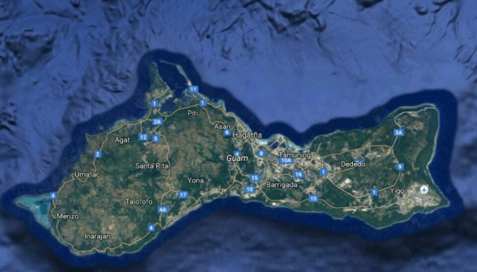 Mens Louis Brouillard var præst på øen Guam, misbrugte han op mod 20 børn. Han husker ikke selv antallet. Foto: Google Maps.