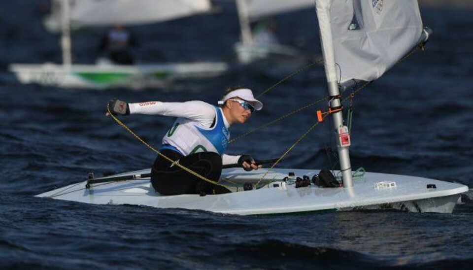 Anne-Marie Rindom vandt sjette sejlads ved OL. Foto: Greg Baker/AFP