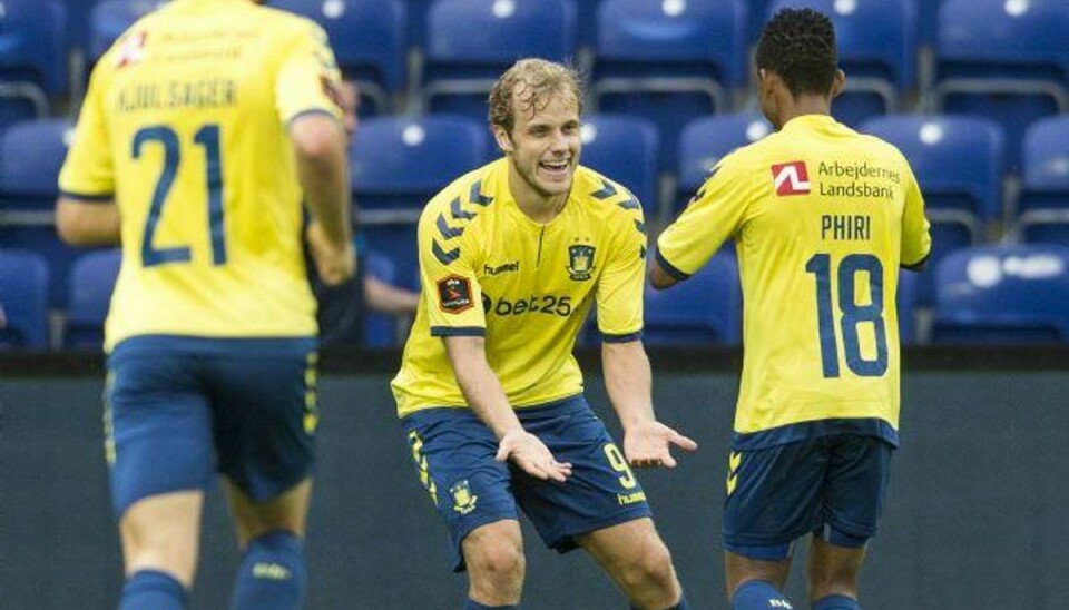 Brøndbys Teemu Pukki har scoret otte mål i sine tre seneste kampe for Brøndby. Foto: Anders Kjærbye/Scanpix