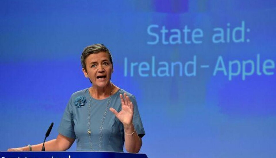 Vestager går efter Apple med skattekrav på 97 milliarder – Medlemslande må ikke give skattefordele til udvalgte virksomheder. Det er ulovligt i henhold til EU’s regler om statsstøtte, siger Margrethe Vestager om Irlands aftale med Apple. Foto: Eric Vidal/Reuters