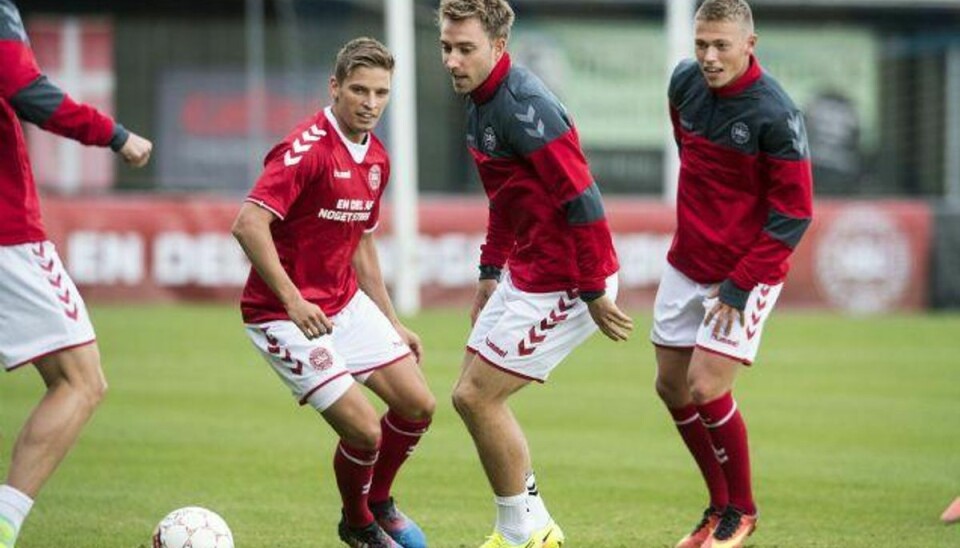 De danske landsholdsspillere har spillet fem testkampe med Åge Hareide som landstræner. Søndag er det alvor. Foto: Anders Kjærbye/Scanpix